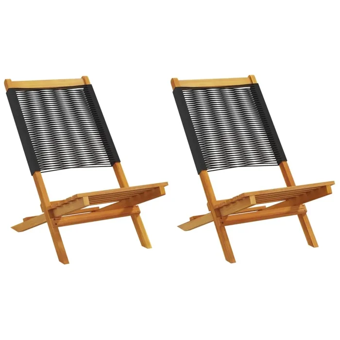vidaXL Sillas de jardín 2 uds madera maciza acacia polipropileno negro (2)