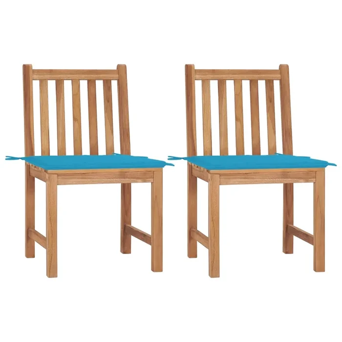 vidaXL Sillas de jardín 2 unidades madera maciza de teca con cojines (10)