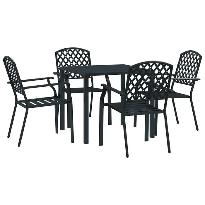 vidaXL Sillas de jardín 4 unidades diseño malla acero gris antracita