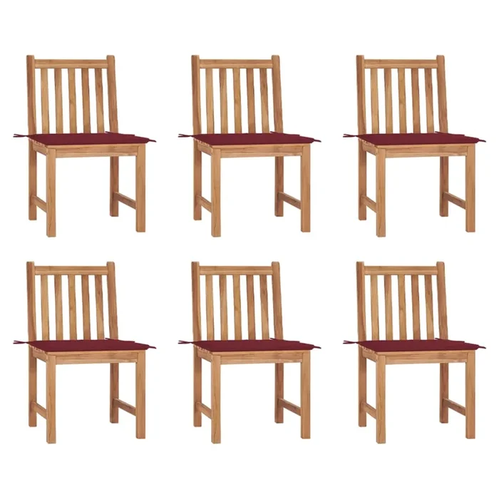 vidaXL Sillas de jardín 6 unidades con cojines madera maciza de teca (13)