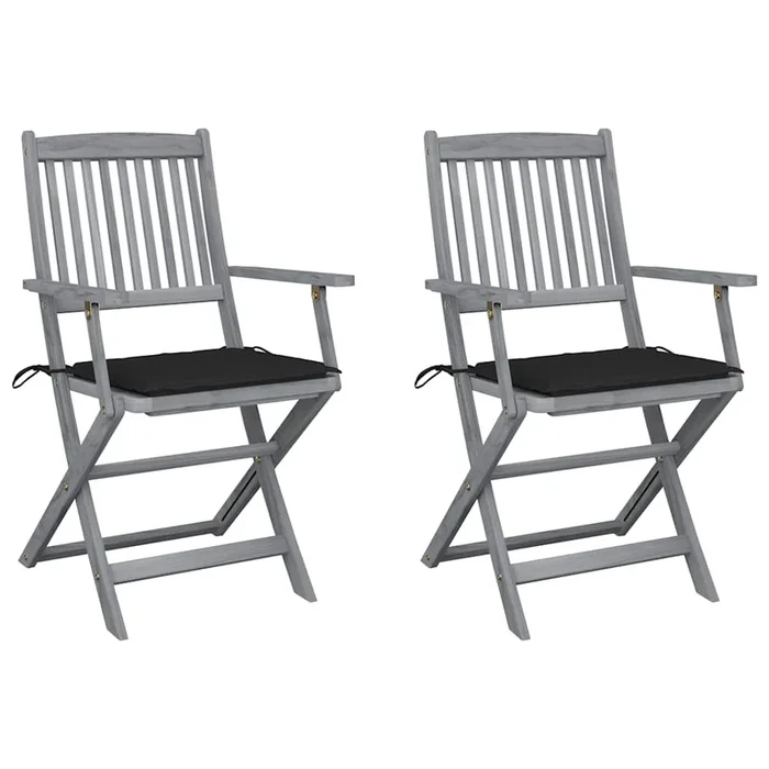 vidaXL Sillas de jardín plegables 2 uds cojines madera maciza acacia (20)