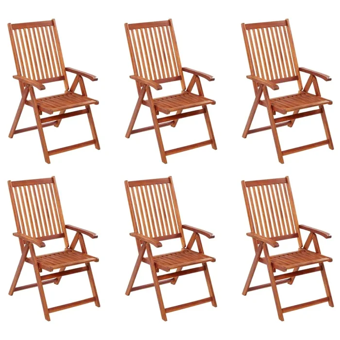 vidaXL Sillas de jardín plegables 6 uds madera macizo de acacia
