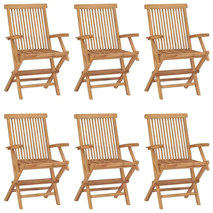 vidaXL Sillas de jardín plegables 6 unidades madera maciza de teca (2)