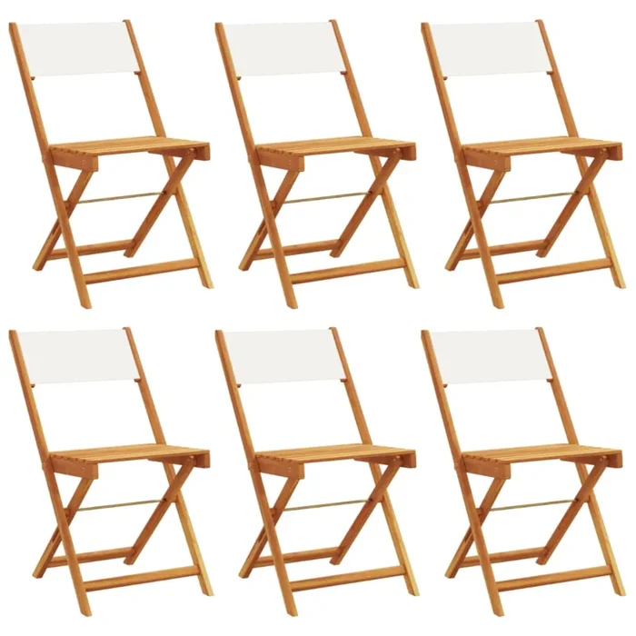 vidaXL Sillas jardín plegables 6 uds tela madera maciza y tela crema (2)