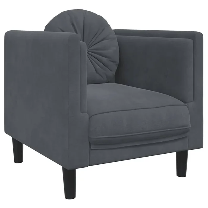 vidaXL Sillón con cojín terciopelo gris oscuro