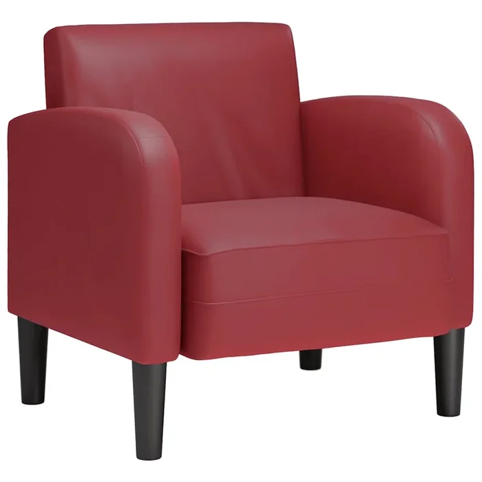 vidaXL Sillón con reposabrazos color rojo vino 54 cm cuero sintética