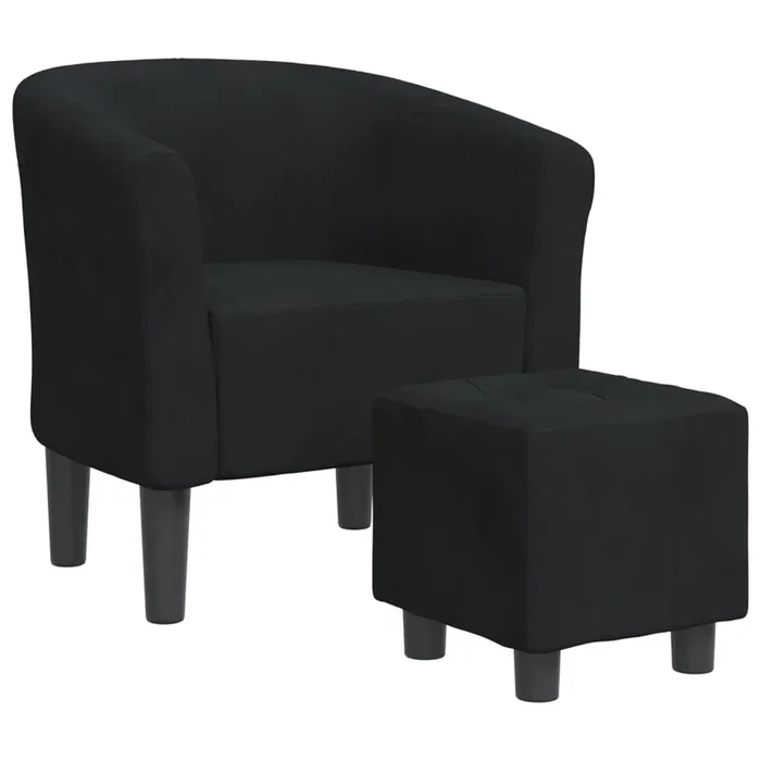 vidaXL Sillón con taburete terciopelo negro