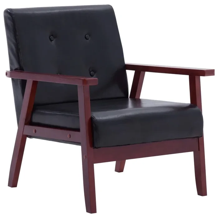 vidaXL Sillón de cuero sintético negro (2)