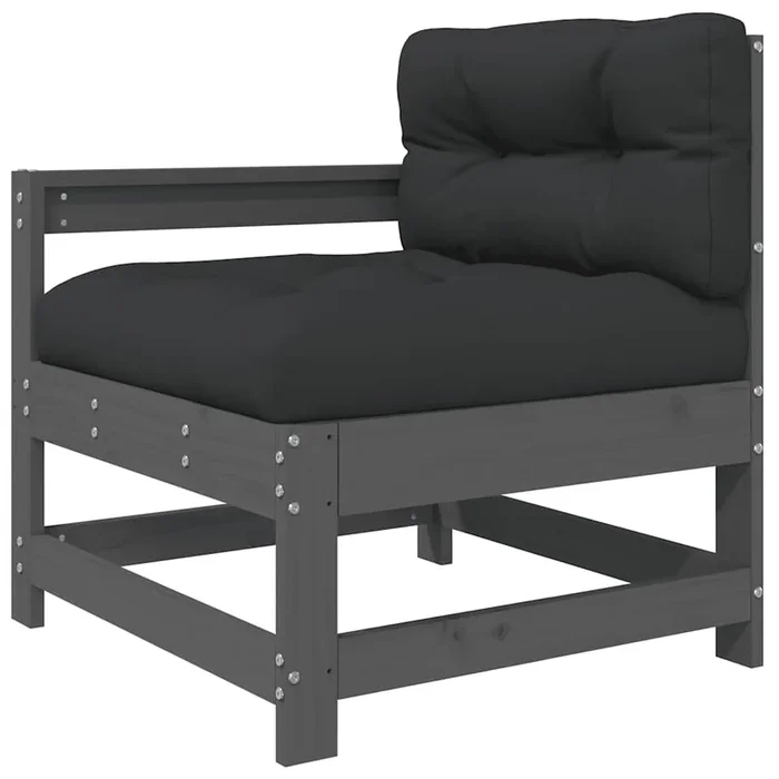 vidaXL Sillón de jardín con cojines madera maciza de pino gris