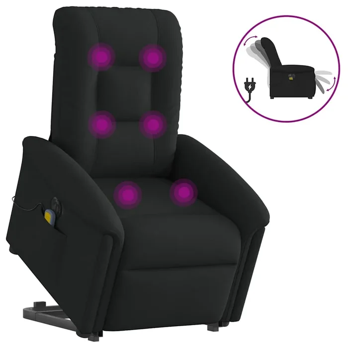 vidaXL Sillón de masaje eléctrico reclinable elevable tela negro (13)
