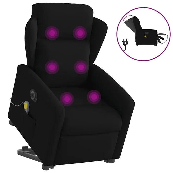 vidaXL Sillón de masaje eléctrico reclinable elevable tela negro (22)