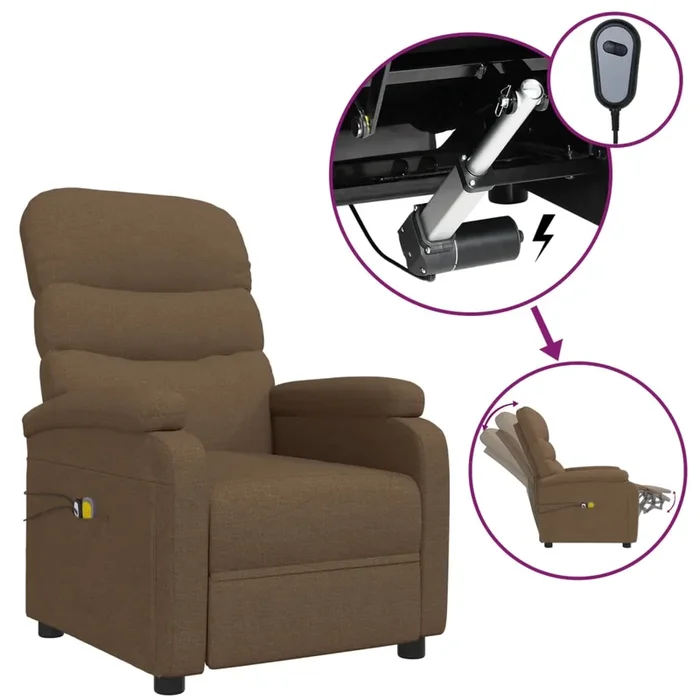 vidaXL Sillón de masaje eléctrico tela marrón (11)