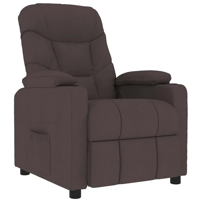 vidaXL Sillón de masaje eléctrico tela marrón oscuro (5)