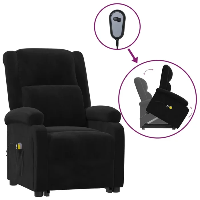vidaXL Sillón de masaje elevable terciopelo negro