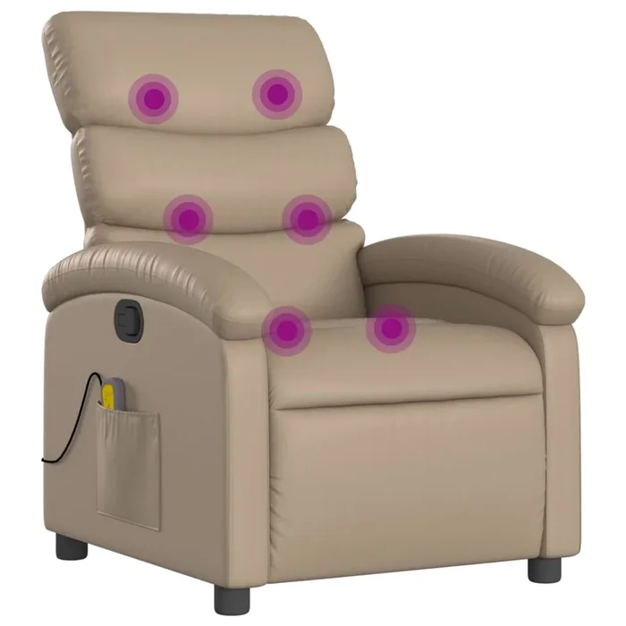 vidaXL Sillón de masaje reclinable cuero sintético color capuchino (4)