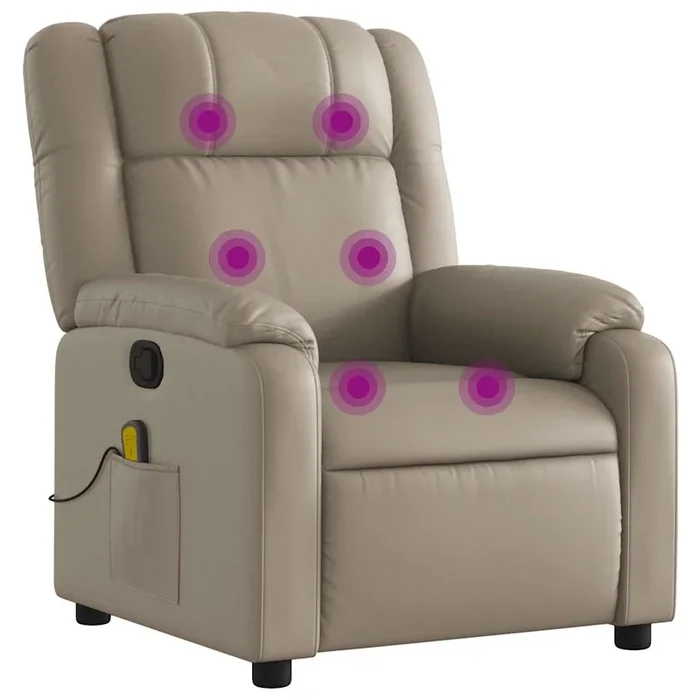 vidaXL Sillón de masaje reclinable cuero sintético color capuchino (5)