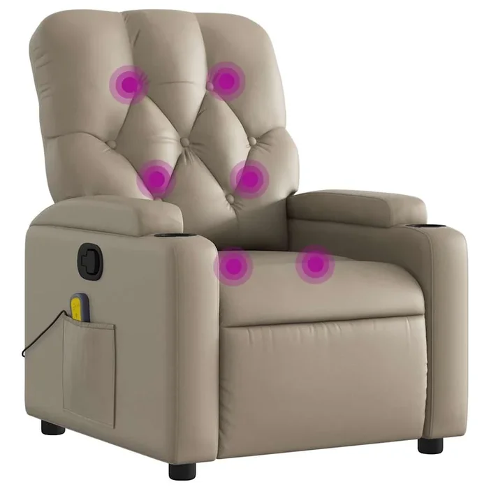 vidaXL Sillón de masaje reclinable cuero sintético color capuchino (6)