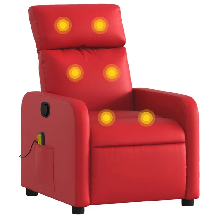 vidaXL Sillón de masaje reclinable cuero sintético rojo (6)