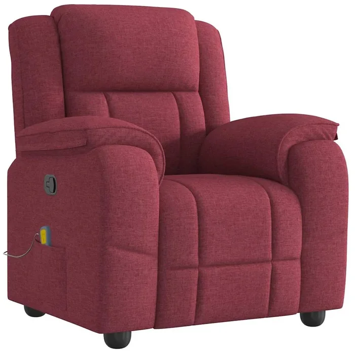 vidaXL Sillón de masaje reclinable de tela color vino tinto (10)