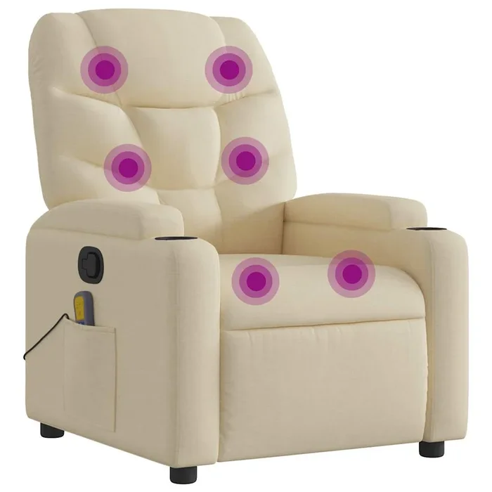 vidaXL Sillón de masaje reclinable de tela crema (15)