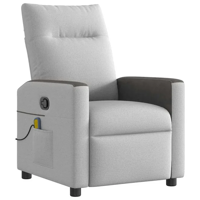 vidaXL Sillón de masaje reclinable de tela gris nube (10)