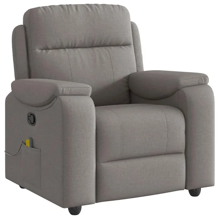 vidaXL Sillón de masaje reclinable de tela gris taupé (3)