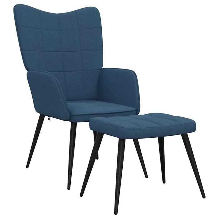 vidaXL Sillón de relax con reposapiés tela azul