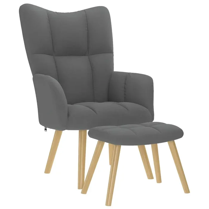 vidaXL Sillón de relax con taburete tela gris oscuro