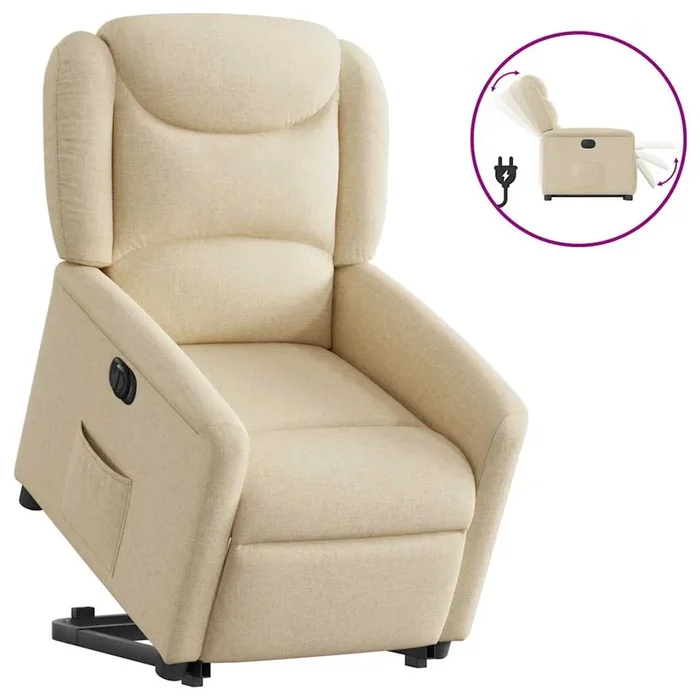 vidaXL Sillón eléctrico reclinable elevable de tela color crema (23)