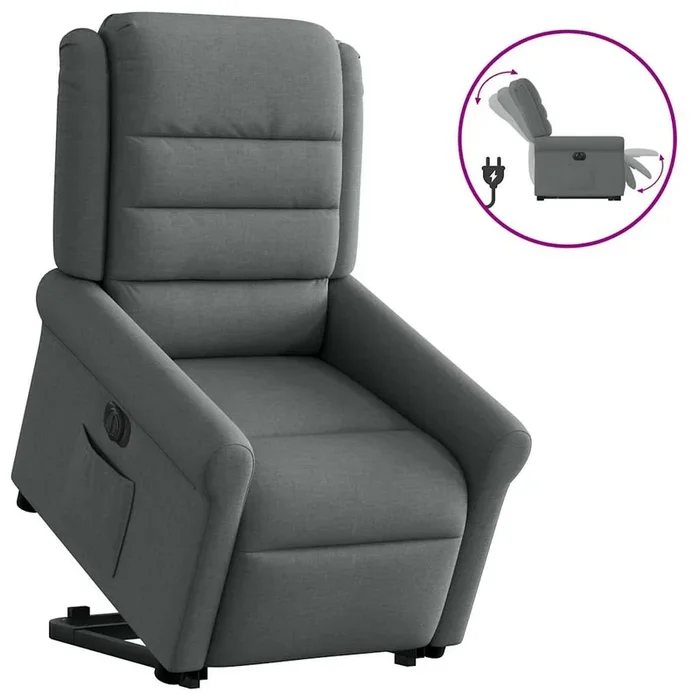 vidaXL Sillón eléctrico reclinable elevable de tela gris oscuro (20)