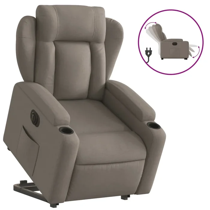 vidaXL Sillón eléctrico reclinable elevable de tela gris taupe (13)