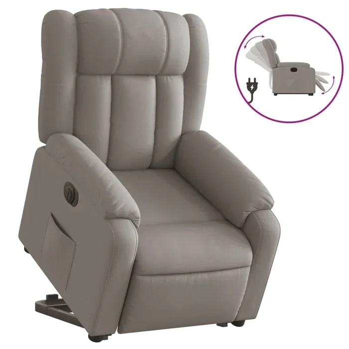 vidaXL Sillón eléctrico reclinable elevable de tela gris taupe (2)