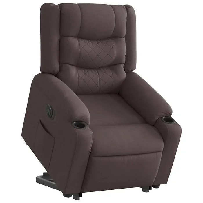vidaXL Sillón eléctrico reclinable elevable de tela marrón oscuro (3)