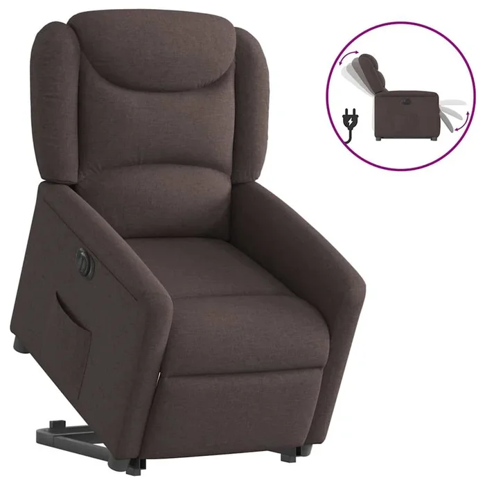 vidaXL Sillón eléctrico reclinable elevable de tela marrón oscuro (7)