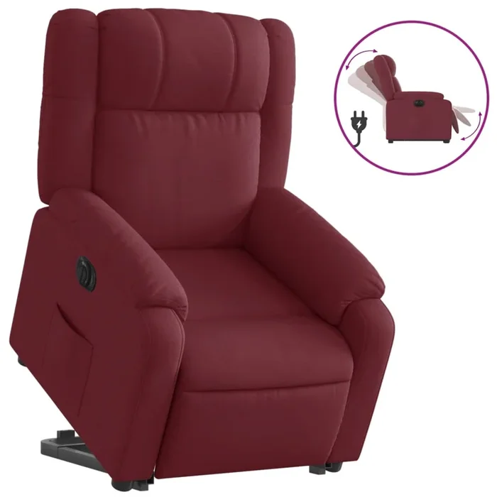 vidaXL Sillón eléctrico reclinable elevable de tela rojo tinto (3)