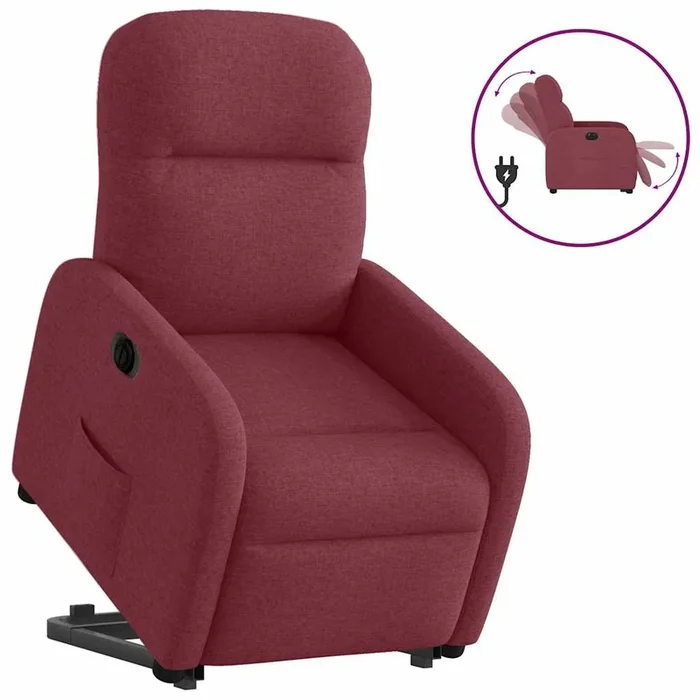 vidaXL Sillón eléctrico reclinable elevable de tela rojo tinto