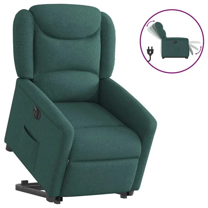 vidaXL Sillón eléctrico reclinable elevable de tela verde oscuro (16)