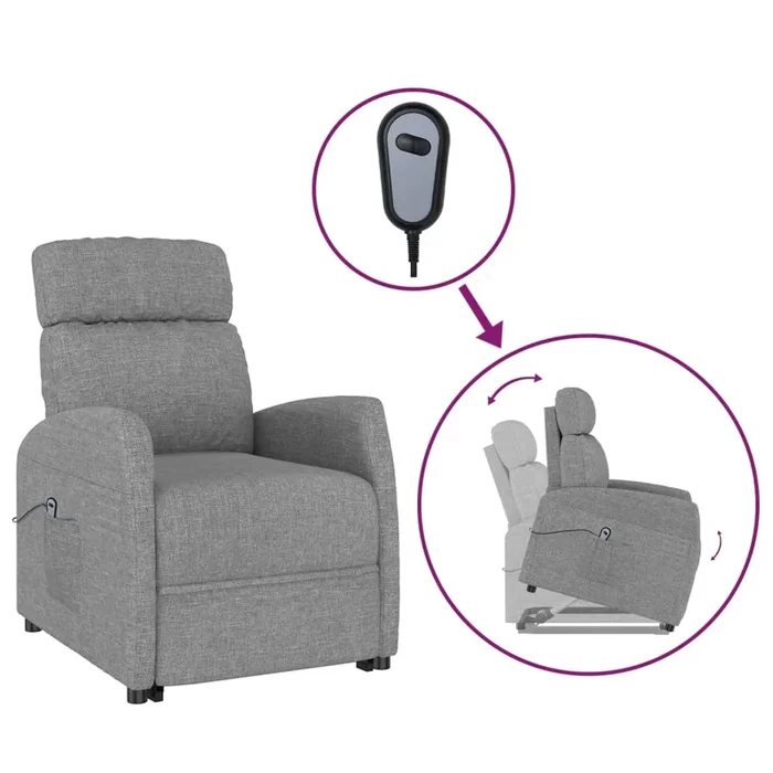 vidaXL Sillón elevable tela gris claro