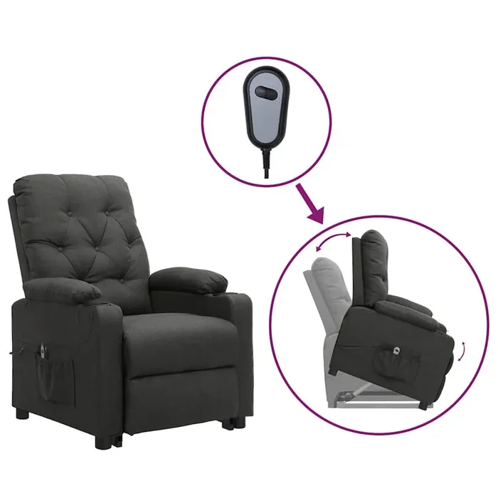 vidaXL Sillón elevable tela gris oscuro (2)