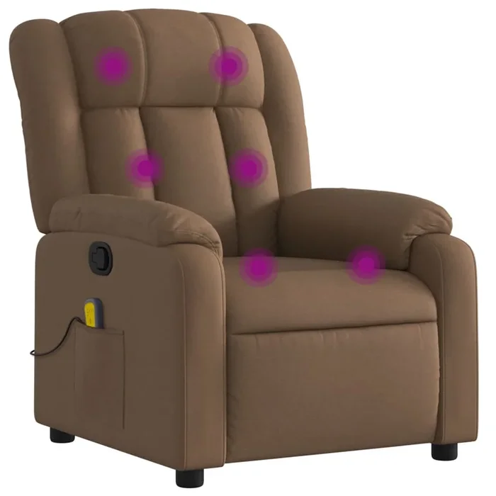 vidaXL Sillón reclinable con masaje de tela marrón (25)