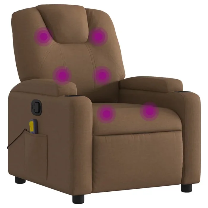 vidaXL Sillón reclinable con masaje de tela marrón (7)