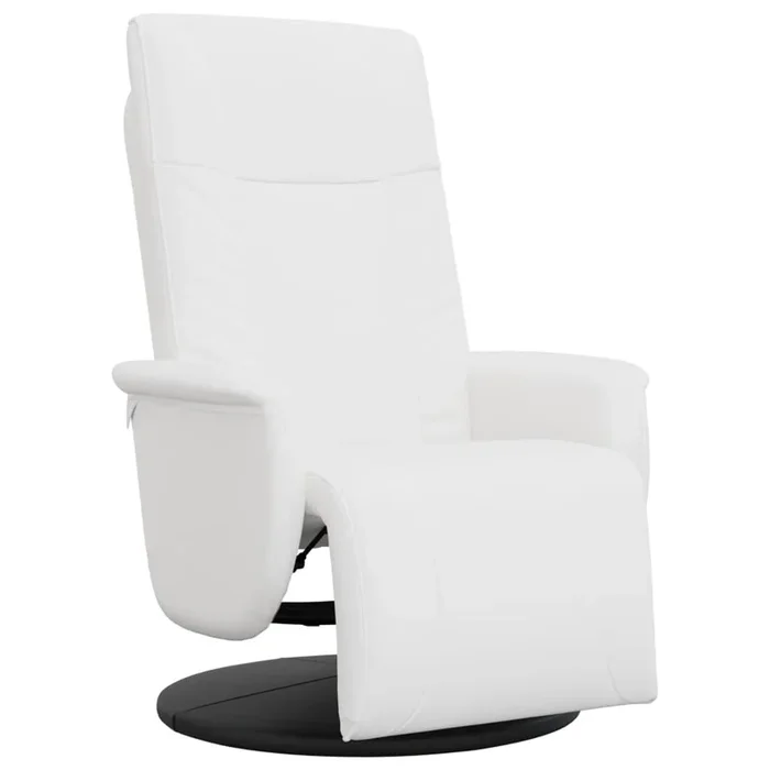 vidaXL Sillón reclinable con reposapiés cuero sintético blanco (4)