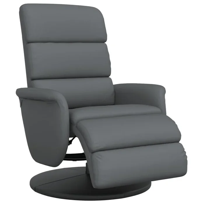 vidaXL Sillón reclinable con reposapiés cuero sintético gris (10)