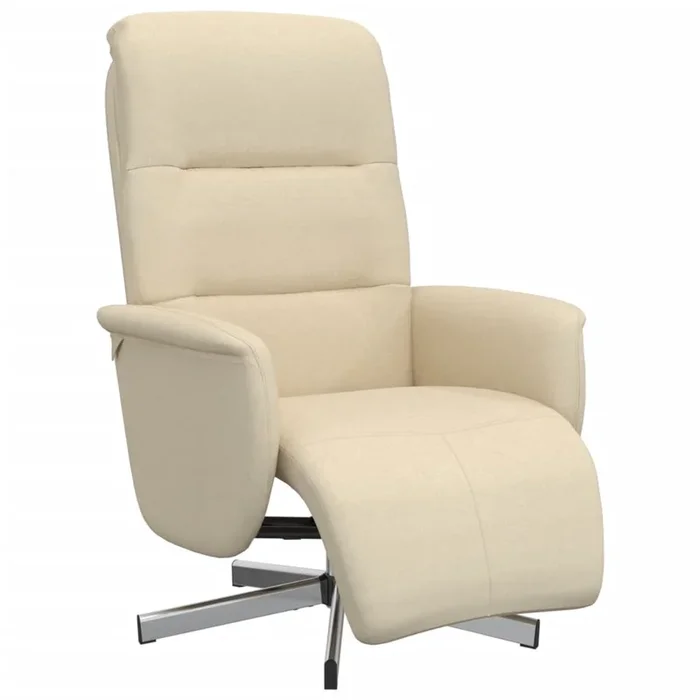 vidaXL Sillón reclinable con reposapiés tela color crema (3)