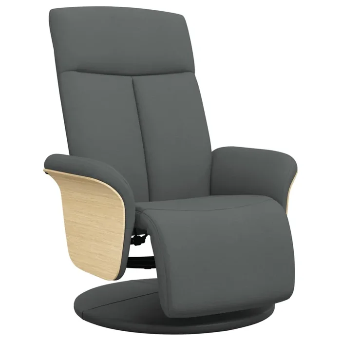vidaXL Sillón reclinable con reposapiés tela gris oscuro (4)