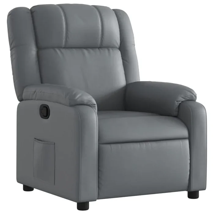 vidaXL Sillón reclinable de cuero sintético gris (11)