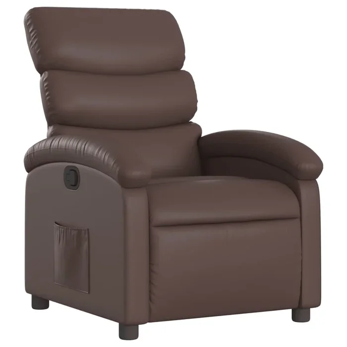 vidaXL Sillón reclinable de cuero sintético marrón (7)