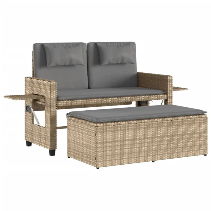 vidaXL Sillón reclinable de jardín con cojines ratán sintético beige (11)