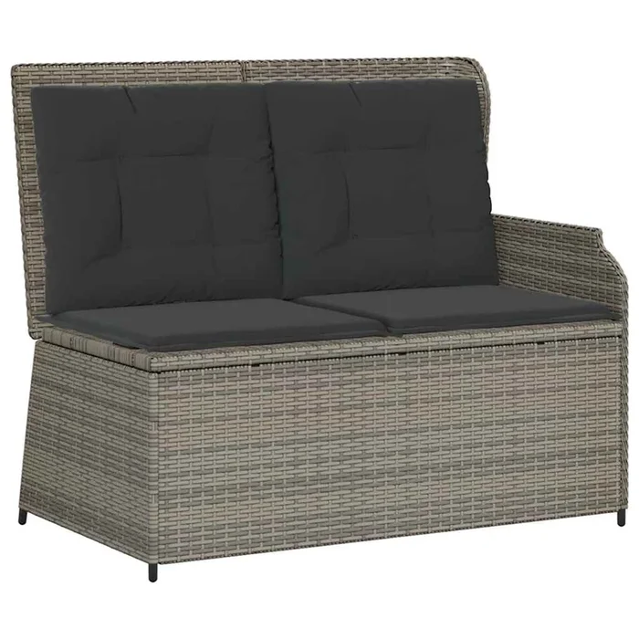 vidaXL Sillón reclinable de jardín con cojines ratán sintético gris (20)