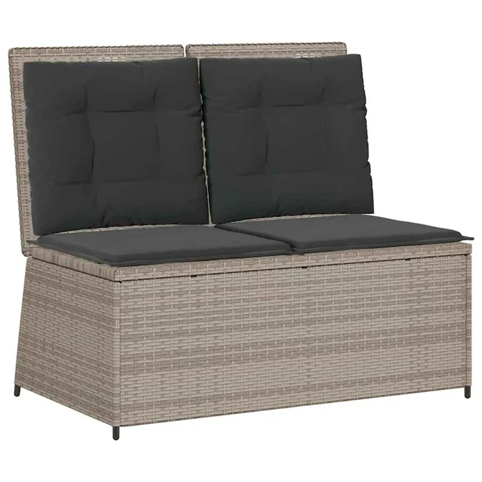 vidaXL Sillón reclinable de jardín con cojines ratán sintético gris (26)
